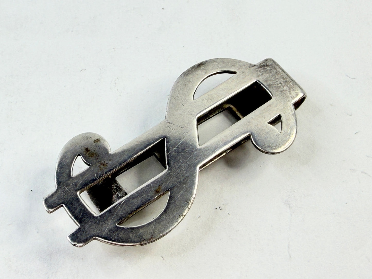 Vintage Sterling Silver Dollar Sign Money Clip 925 11.7g SS249