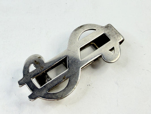 Vintage Sterling Silver Dollar Sign Money Clip 925 11.7g SS249