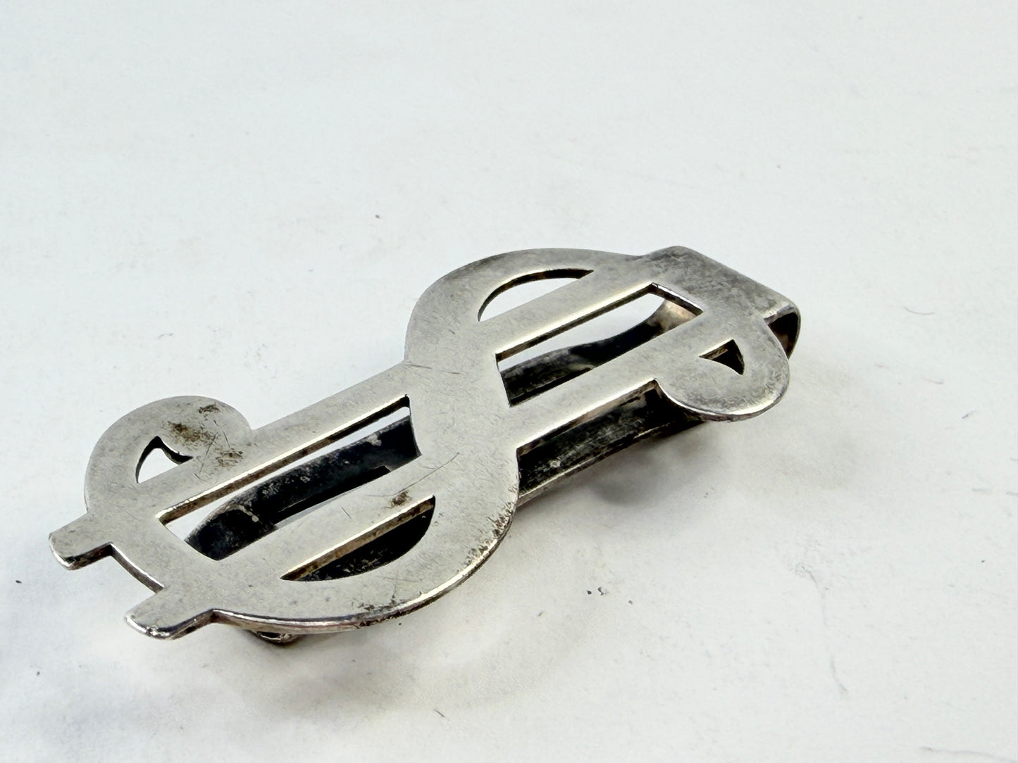 Vintage Sterling Silver Dollar Sign Money Clip 925 11.7g SS249