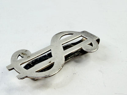 Vintage Sterling Silver Dollar Sign Money Clip 925 11.7g SS249
