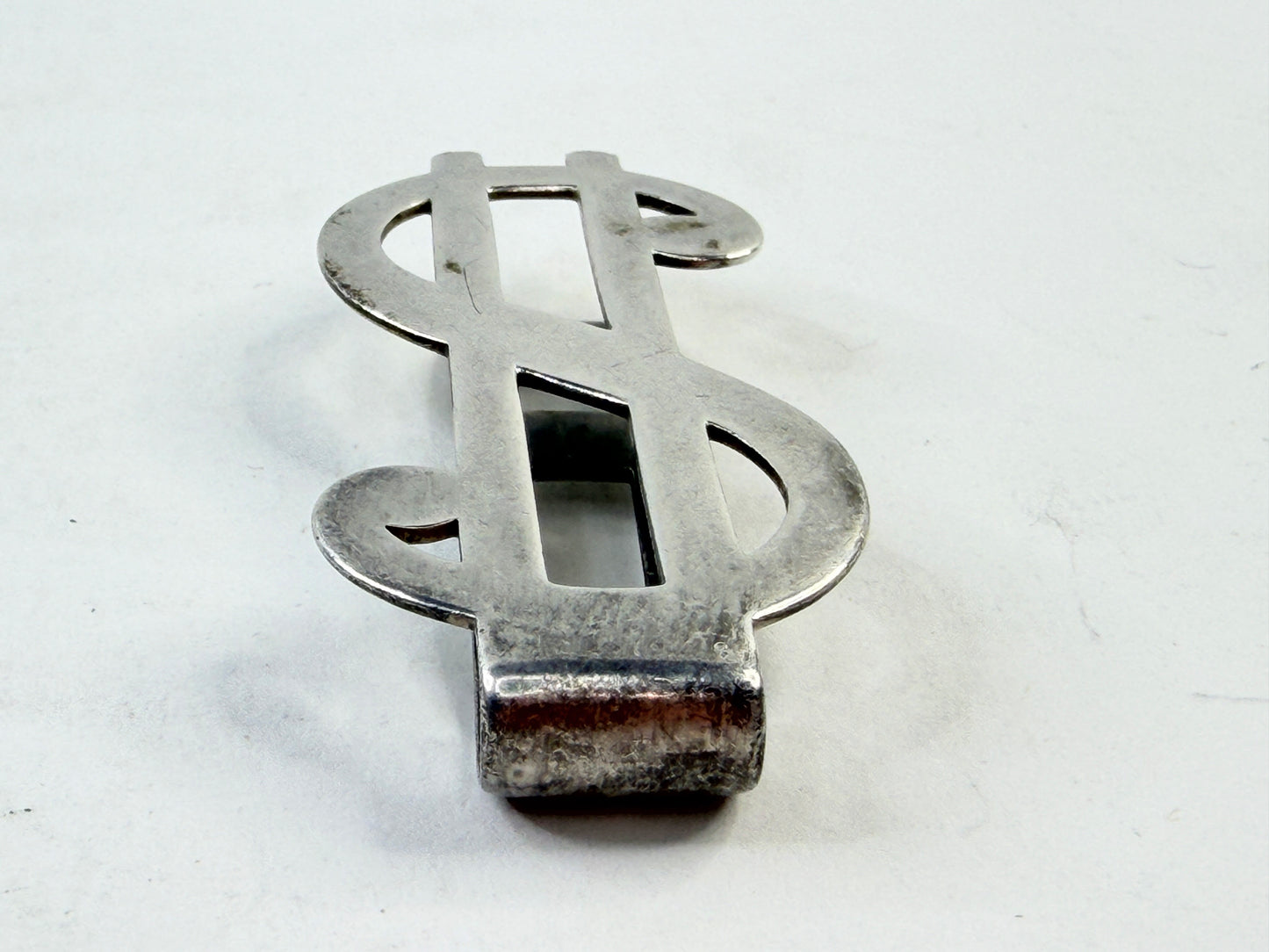Vintage Sterling Silver Dollar Sign Money Clip 925 11.7g SS249