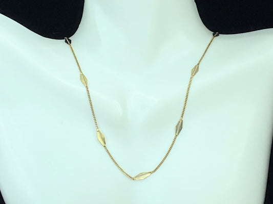 Art Deco 14K yellow gold double bar curb link necklace