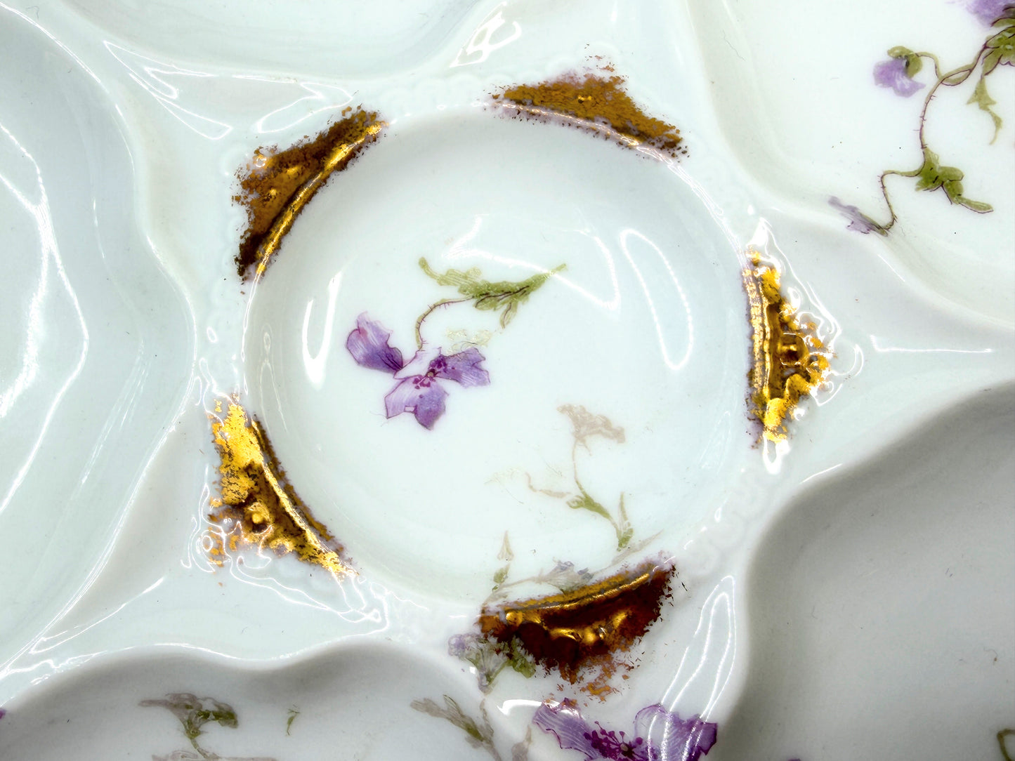 Antique Theodore Haviland Limoges Oyster Plate with Violets A826