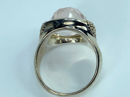 Michael Dawkins Rose Quartz Ring, 925 Silver, Round Fancy Cut Dome shape JR9633