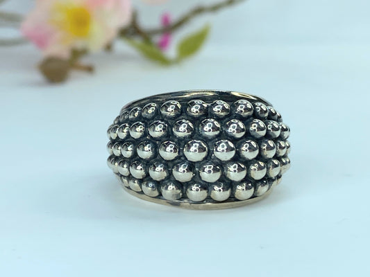 Michael Dawkins Sterling Silver Beaded Bell Ring 9.5 JR9635