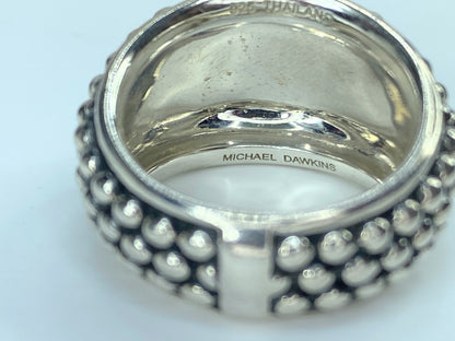 Michael Dawkins Sterling Silver Beaded Bell Ring 9.5 JR9635