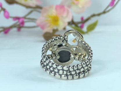 Michael Dawkins Sterling Silver Pyrite Cultured Pearl Quartz ring s10 JR9637