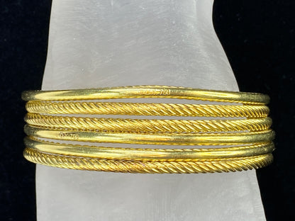 David Yurman 18K yellow gold Classic Cable slip on bangles set of Six