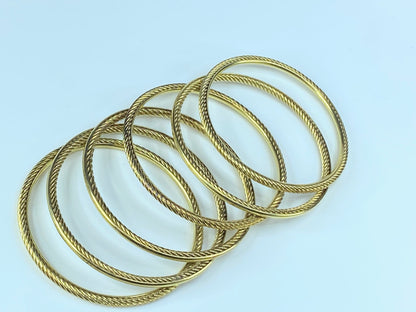 David Yurman 18K yellow gold Classic Cable slip on bangles set of Six