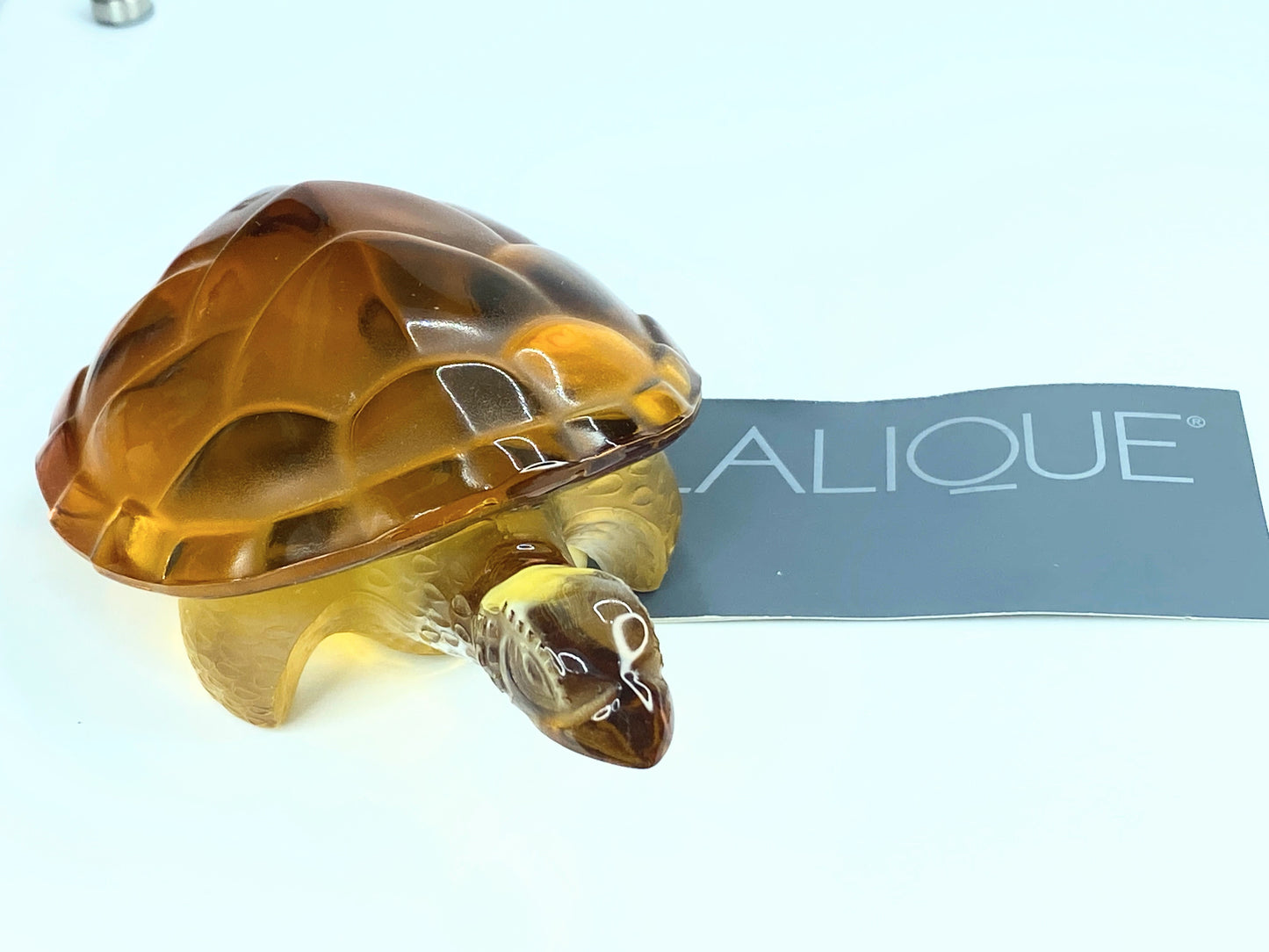 Lalique Molded Amber Crystal Glass Turtle Figure A112