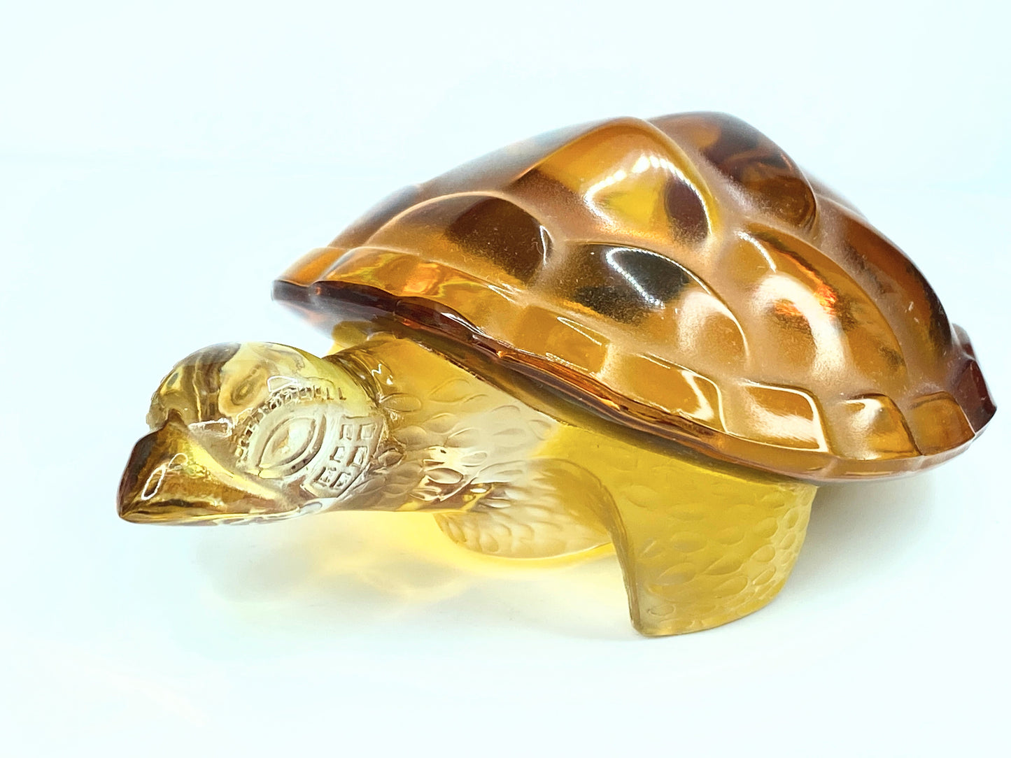 Lalique Molded Amber Crystal Glass Turtle Figure A112