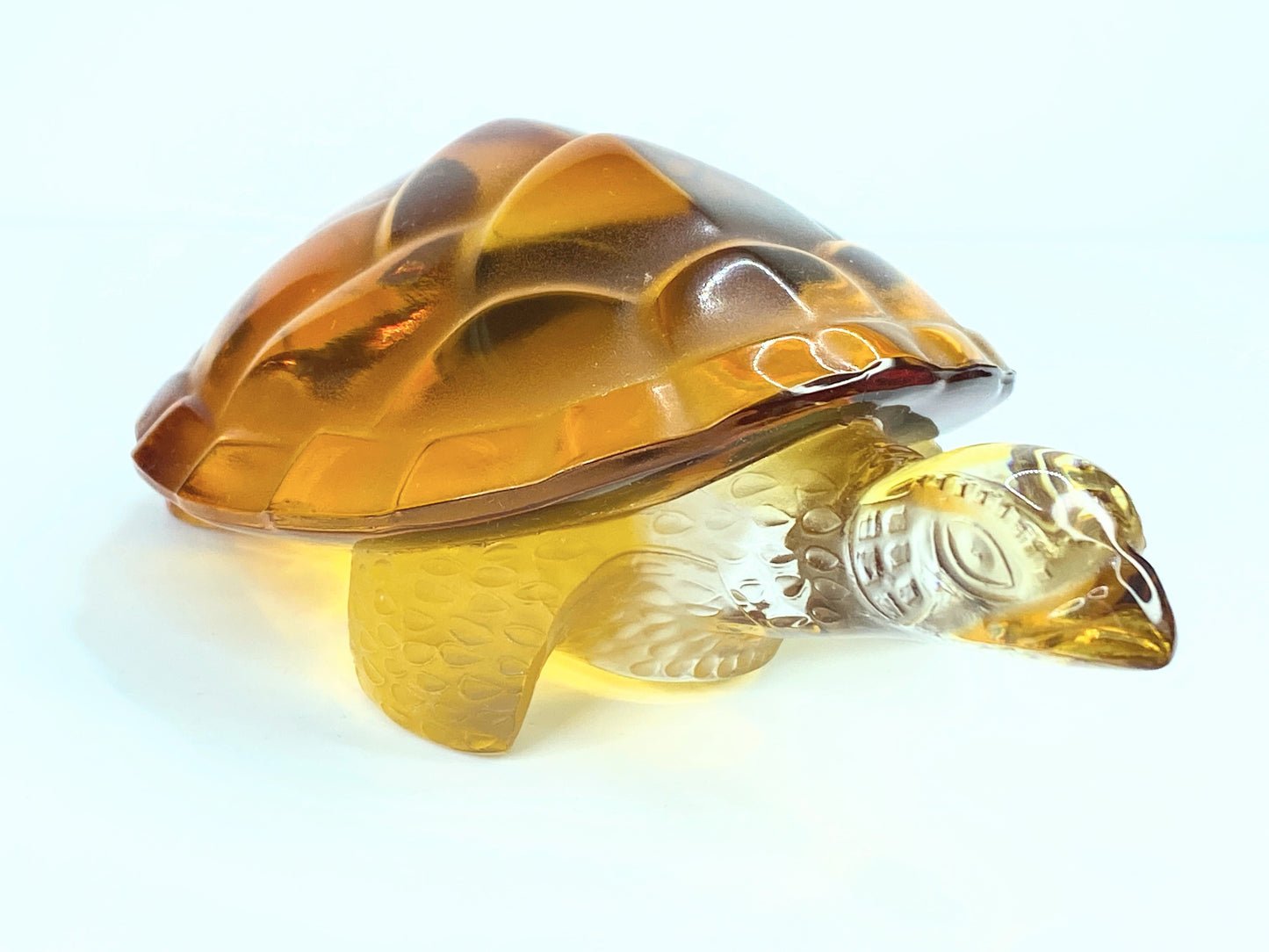 Lalique Molded Amber Crystal Glass Turtle Figure A112