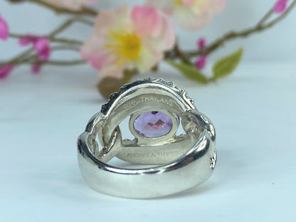 Michael Dawkins 925 Sterling Silver Amethyst bead set ring 13.8g s 7.75 JR9638