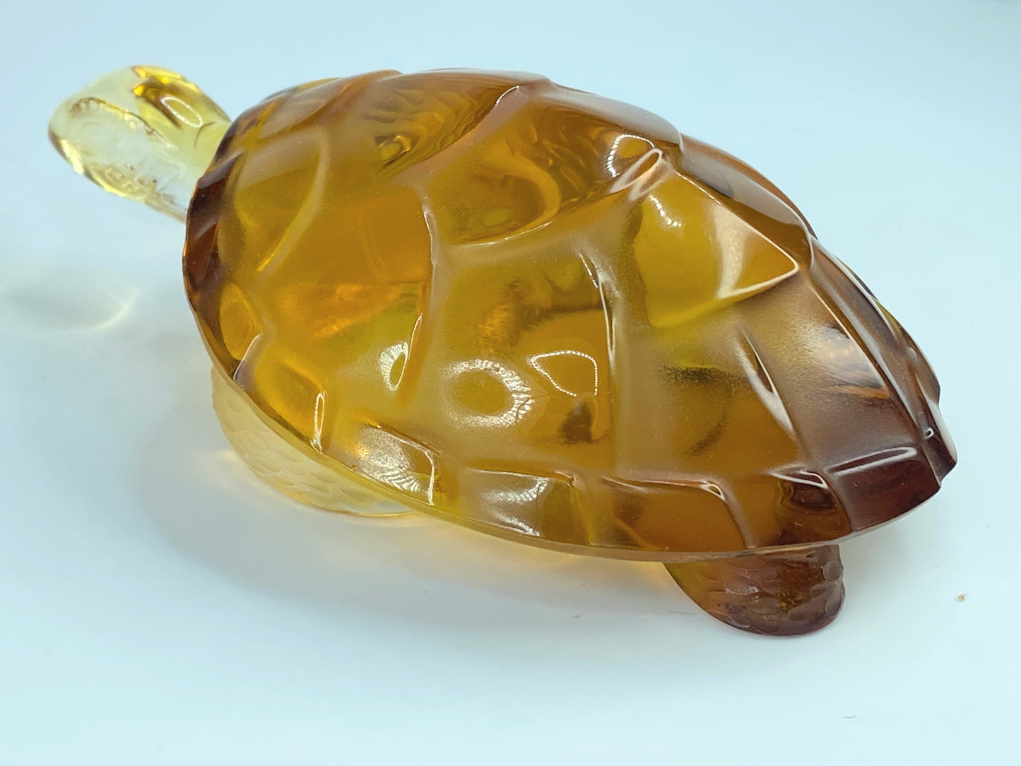 Lalique Molded Amber Crystal Glass Turtle Figure A112