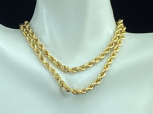 4.2mm Rope link chain necklace in 14K yellow gold 7.9g 18" JR8312