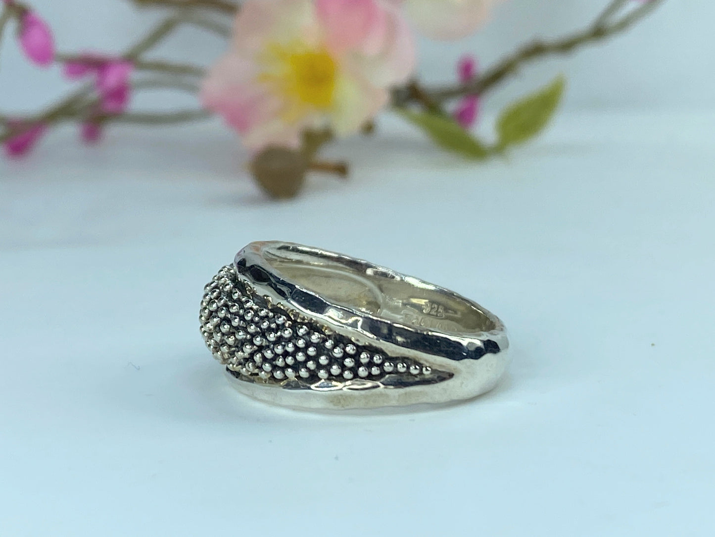 Michael Dawkins Stunning Sterling Silver Graduated Tapered Dot men's Ring JR9639