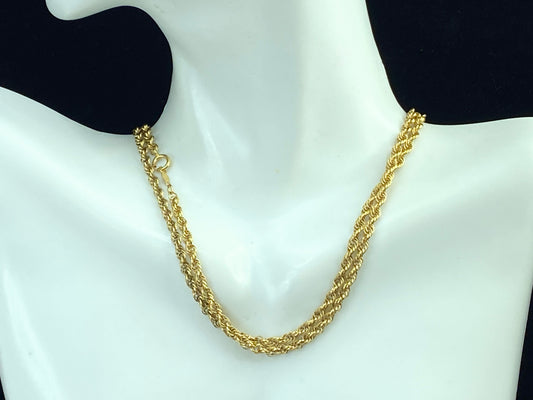2.8mm extra long Rope link necklace in 14K yellow gold