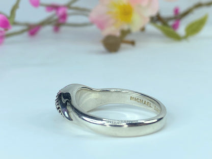 Michael Dawkins sterling silver wavy bead set ring 6.7g s9.5 JR9640