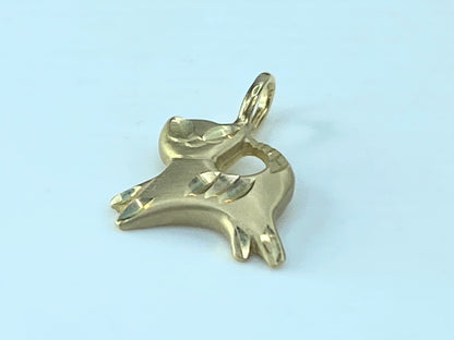 14K yellow gold Kitten Satin finish Diamond cut charm pendant 1.0g JR529