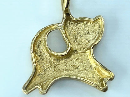 14K yellow gold Kitten Satin finish Diamond cut charm pendant 1.0g JR529