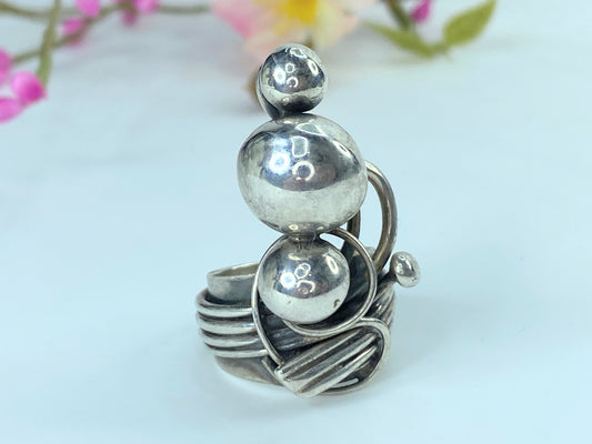 Rachel Gera Modernist Sterling spheres rings s7.5 15.4g JR9642