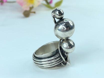 Rachel Gera Modernist Sterling spheres rings s7.5 15.4g JR9642