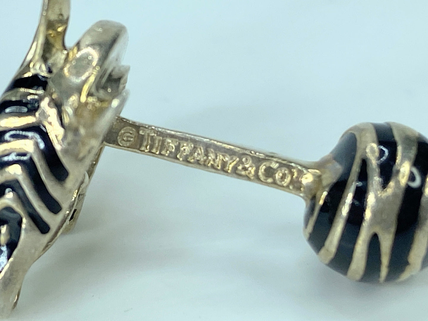 Tiffany & Co. Silver & Enamel Zebra Cufflinks 24g SS100