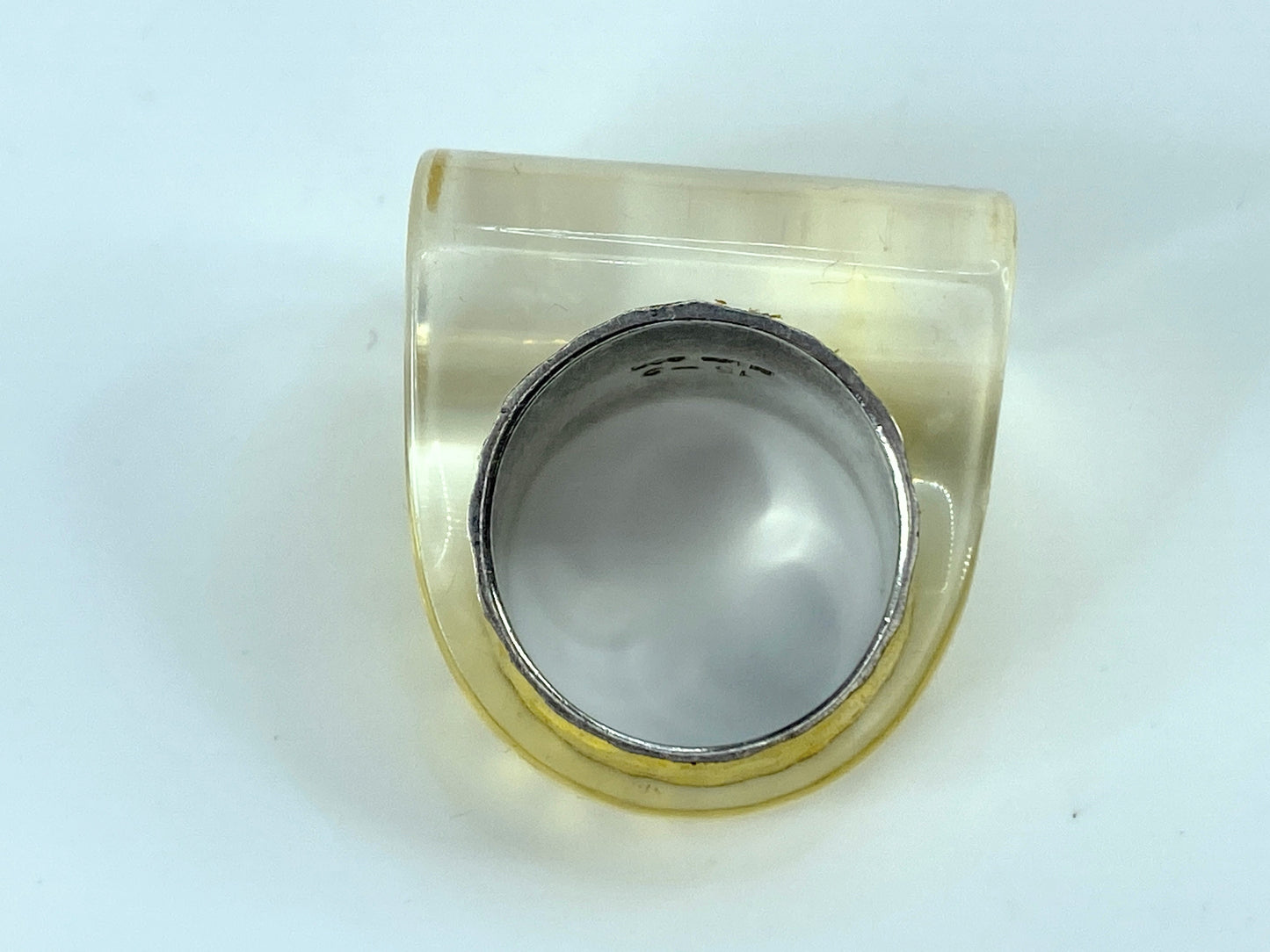 Sterling silver Modern Lucite hammer cigar ring 11.9g s 6.5 JR9644