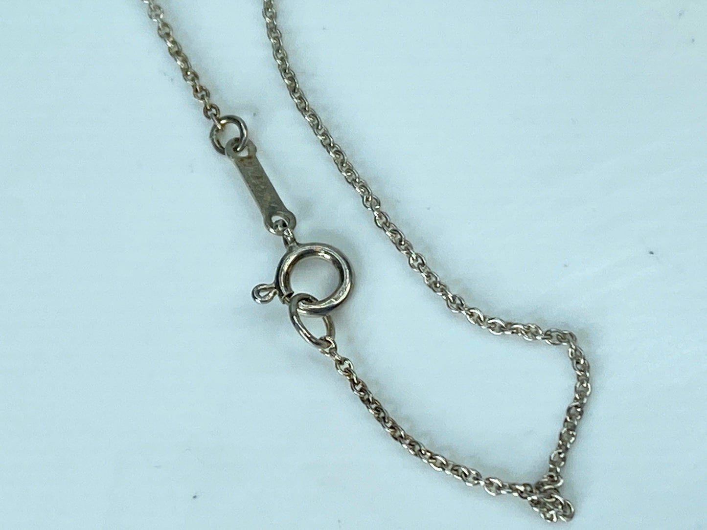 Tiffany Sterling Silver Enamel Beaded Heart Key Pendant Necklace Blue 16" JR896