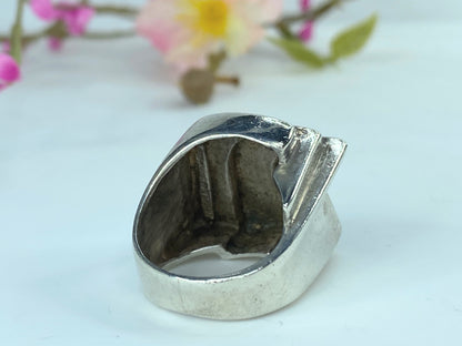 Brutalist band sterling silver women ring handmade 14.1g JR9646