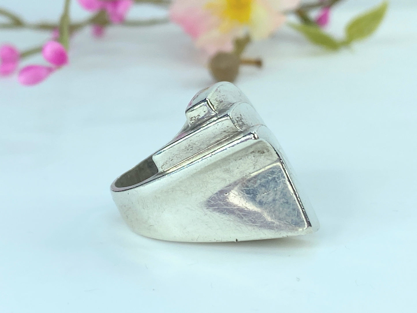 Brutalist band sterling silver women ring handmade 14.1g JR9646