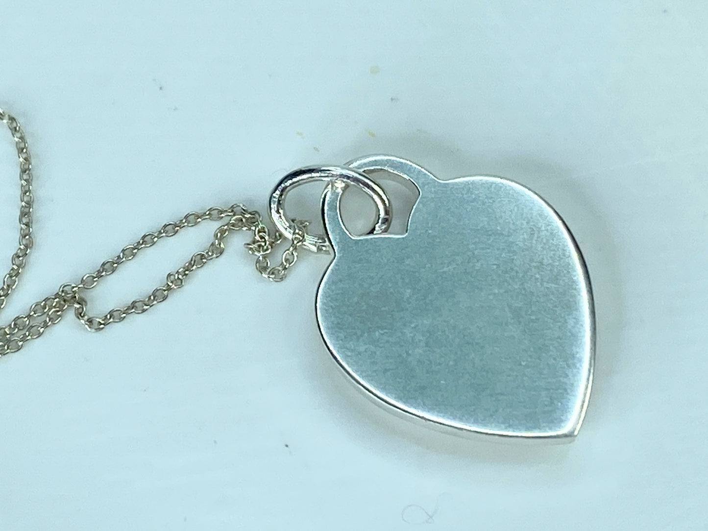 Customized Bedazzled Embellished Tiffany Silver Cat Heart Tag necklace 16" JR897