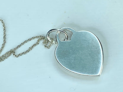 Customized Bedazzled Embellished Tiffany Silver Cat Heart Tag necklace 16" JR897