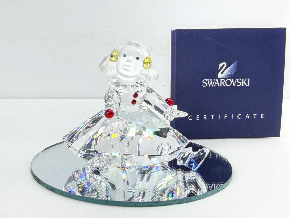 Swarovski Crystal: Retired Doll Girl Puppe Cheerful Times 626247 COA Mirror S370