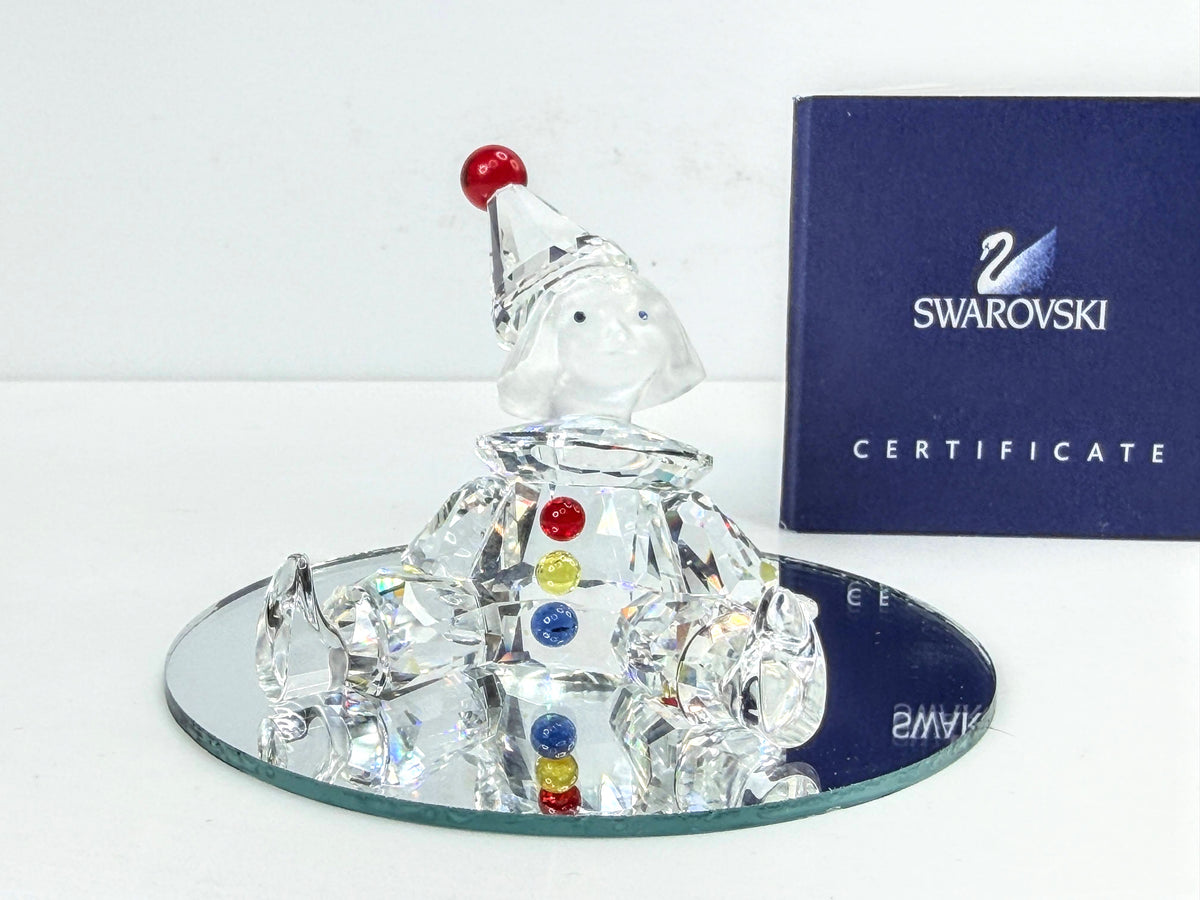Swarovski Retired Puppet Clown Seated Clear Crystal Circus Figurine 217207 S365