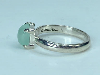 Tiffany & Co. 925 Paloma Picasso Aqua Chalcedony Cabochon Sugar ring s7.5 JR899