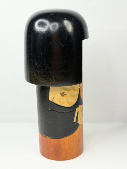 Vintage Kisaku Gumma Wood Kokeshi 5" Doll Geisha Kimono Flower, 5" A846