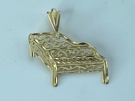 14k Yellow Gold Piano MA Michael Anthony 3/4" x 7/8" Charm Pendant 1.3g JR471
