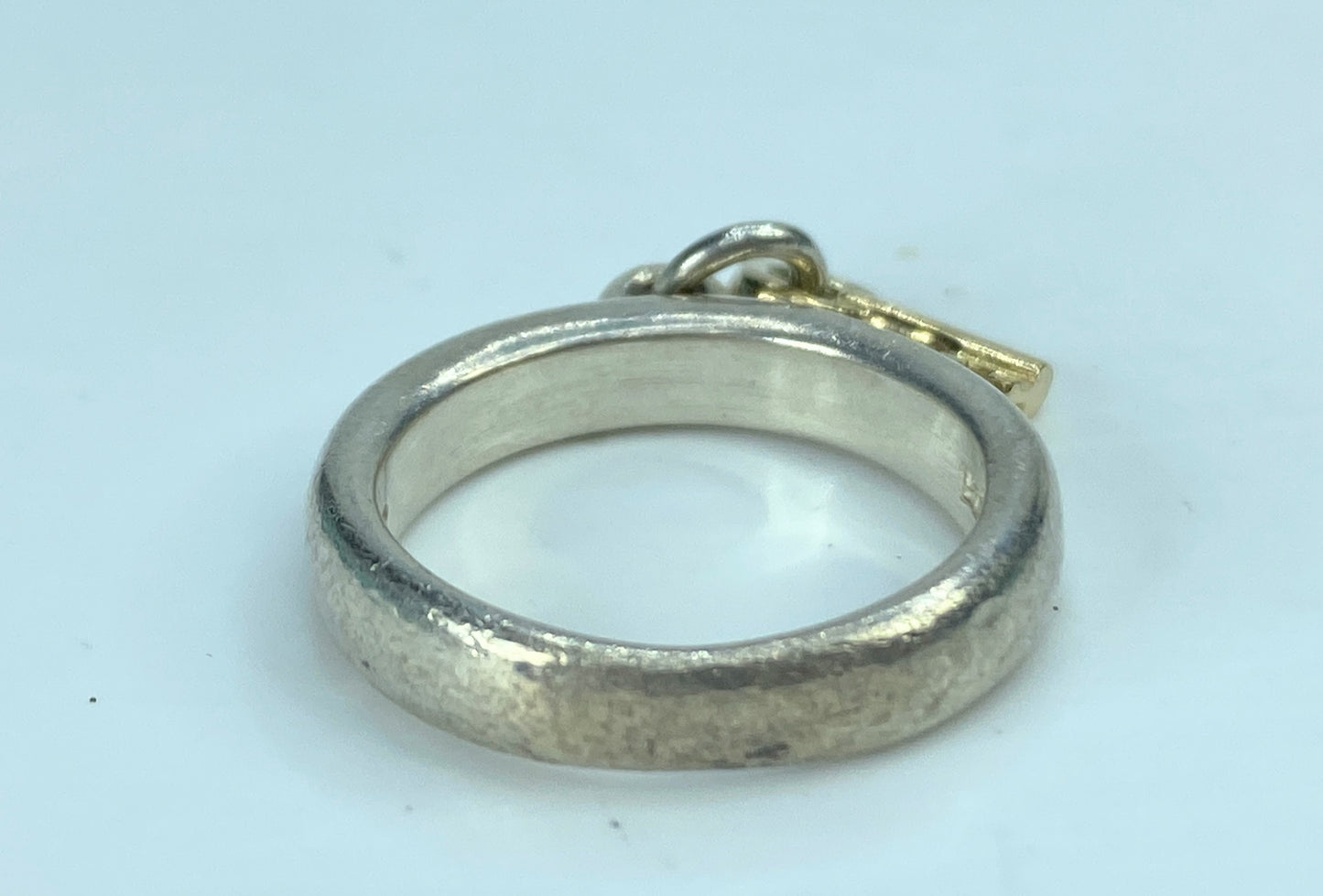 Tiffany & Co. 925 Silver & 750 18k Gold Key Charm Ring size 6 3.4g JR901