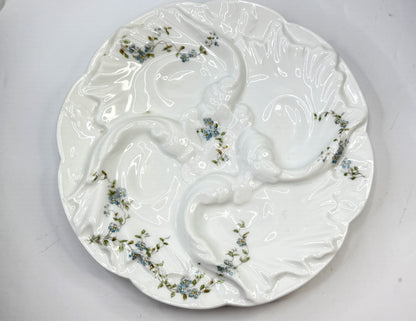 Antique Haviland Limoges Forget-Me-Not Oyster Plate A835