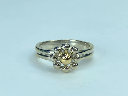 Tiffany & Co Paloma Picasso Sterling 18k Gold Daisy Jolie Bead Flower Ring JR901
