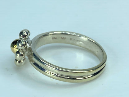 Tiffany & Co Paloma Picasso Sterling 18k Gold Daisy Jolie Bead Flower Ring JR901