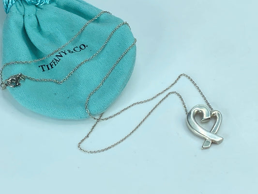 Tiffany Large Loving Heart Sterling Silver Necklace Paloma Picasso 19" JR902
