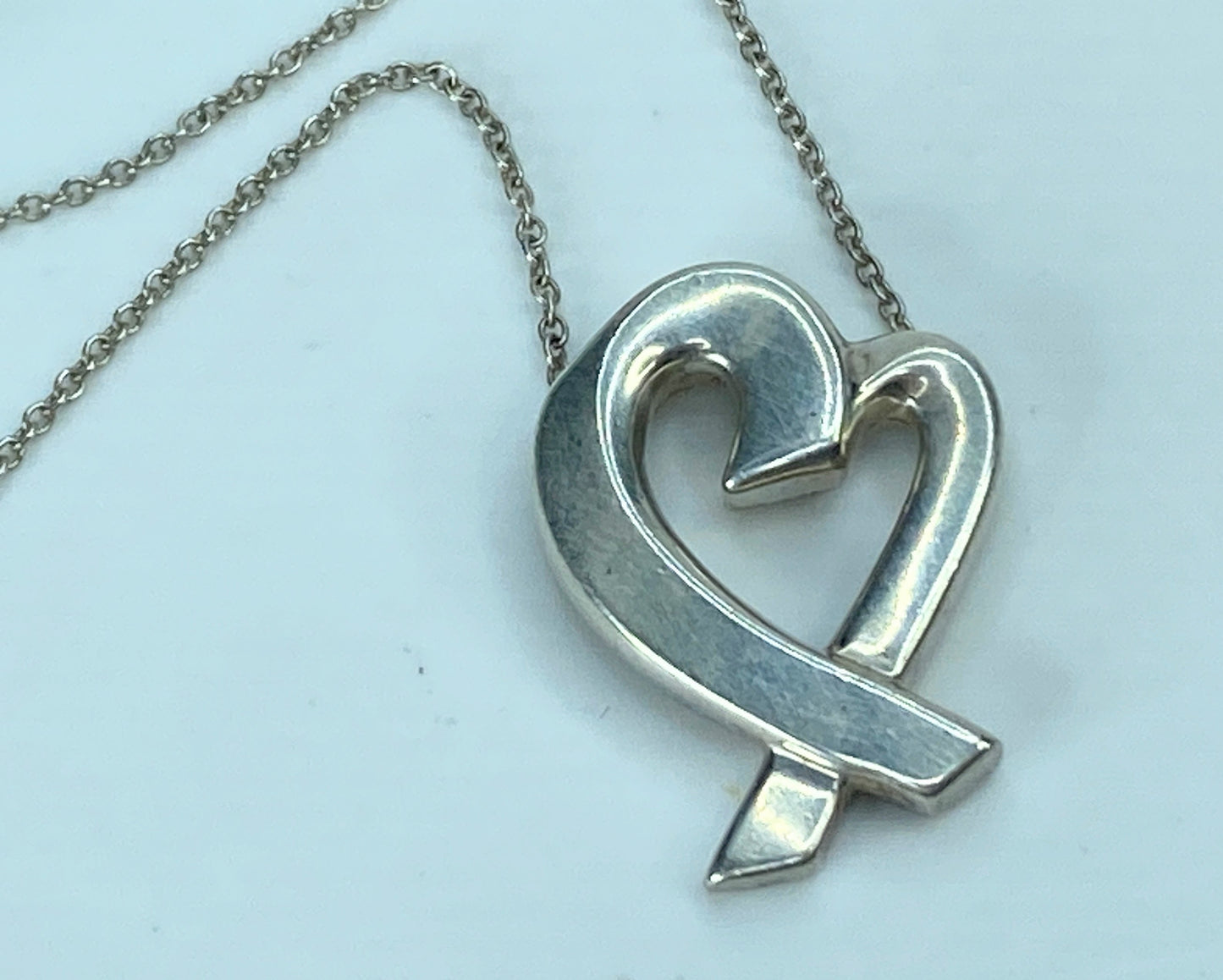 Tiffany Large Loving Heart Sterling Silver Necklace Paloma Picasso 19" JR902