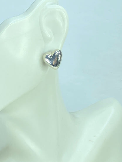 Tiffany & Co. Sterling Silver Puffy Heart Stud Earrings 3.0g 12.7mm JR903