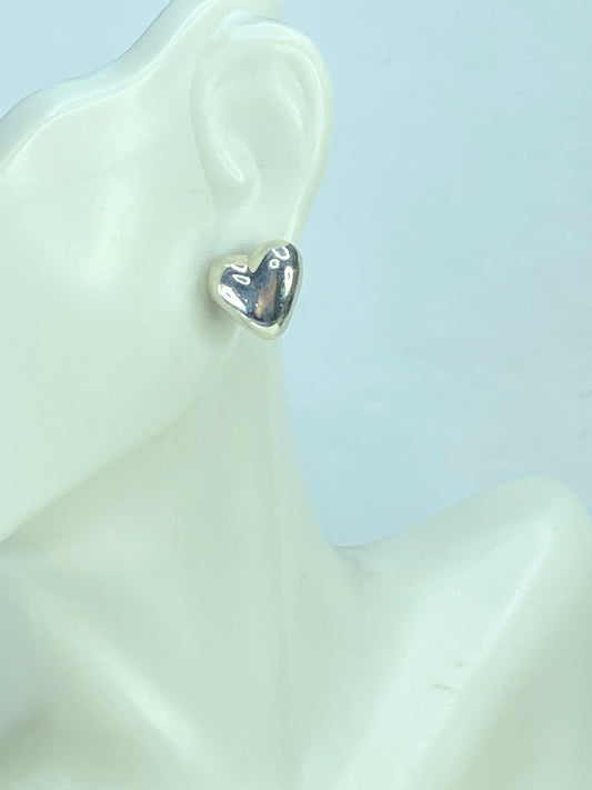 Tiffany & Co. Sterling Silver Puffy Heart Stud Earrings 3.0g 12.7mm JR903