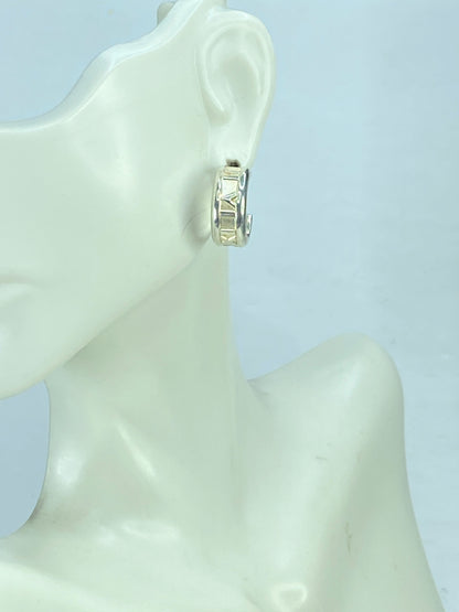 Tiffany & Co. Sterling Silver 1837 Mark Wide Hoop Earrings 24.5 mm 17.7g JR906