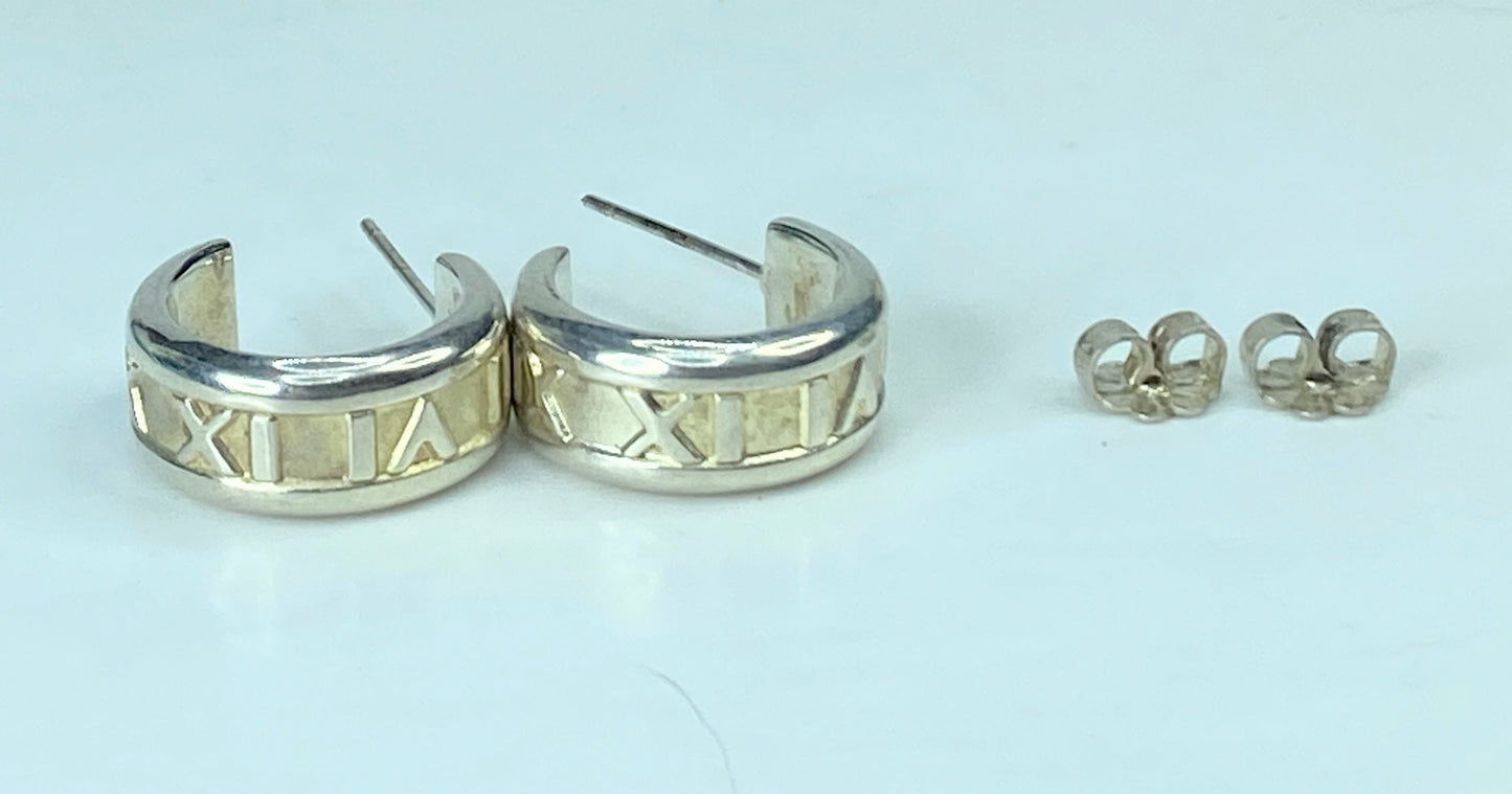 Tiffany & Co. Sterling Silver 1837 Mark Wide Hoop Earrings 24.5 mm 17.7g JR906
