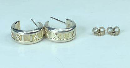 Tiffany & Co. Sterling Silver 1837 Mark Wide Hoop Earrings 24.5 mm 17.7g JR906