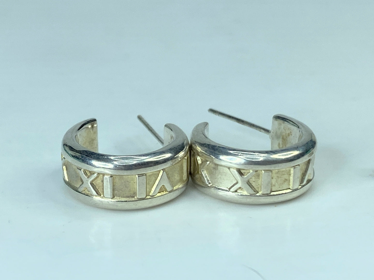 Tiffany & Co. Sterling Silver 1837 Mark Wide Hoop Earrings 24.5 mm 17.7g JR906
